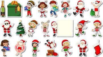 Set of Christmas objects and cartoon characters vector