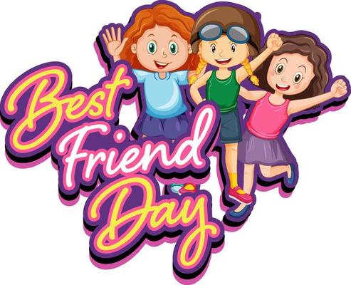 Best friend day with children cartoon characters