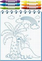 A notebook with a doodle sketch design with crayons vector