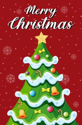 Merry Christmas poster design with decorated Christmas tree