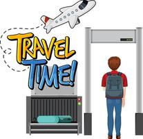 Travel TIme typography design with passenger and airplane vector