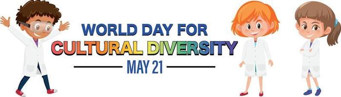 Poster design for world day cultural diversity with kids vector