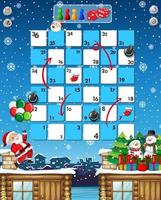 Snake and ladders game template in Christmas theme vector