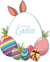 Happy Easter design with decorated eggs vector