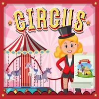 Circus banner design with magician girl vector