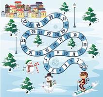 Counting number game template in snow theme vector