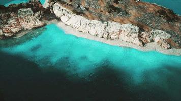 aerial view from flying drone of rocky island in Atlantic ocean video