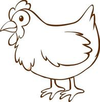 Chicken in doodle simple style on white background vector