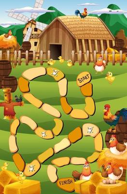 Snake and ladders game template in farm theme