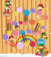 Snake and ladders game template in Christmas theme vector