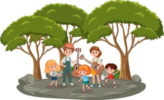 A musical band playing in the park vector