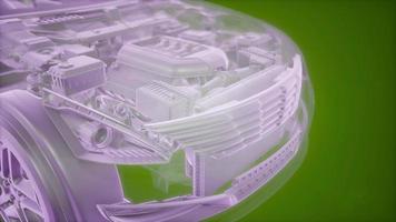 animation holographique du modèle de voiture filaire 3d