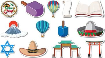 Set of different traditional objects vector