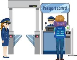 A passenger waiting at passport control vector