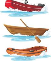 Conjunto de diferentes tipos de barcos y barcos aislados. vector