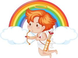 Angel boy holding bow and arrow cartoon character vector