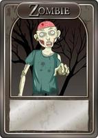 Zombie character game card template vector