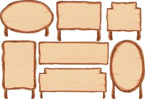 conjunto de banner de letrero de madera vector