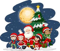 Christmas day with Santa Claus with children vector