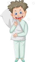 Sleepy Little boy in pajamas on white background vector