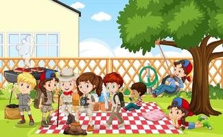 Scene with children in the park vector