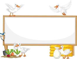 Many Duck with wooden sign banner vector