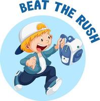 English idiom with picture description for beat the rush vector