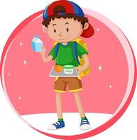 Little boy eating on white background vector