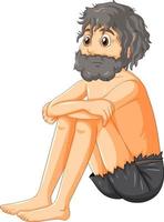 Isolated sad castaway man on white background vector