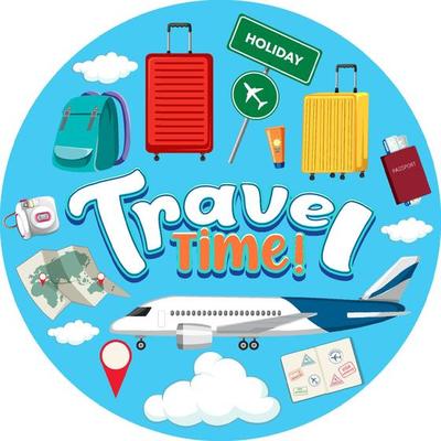 Travel Time logo design with travelling objects