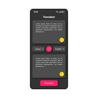 Translator software smartphone interface vector template. Mobile app page color design layout. Text translation screen. Flat UI for application. Choosing foreign language phone display