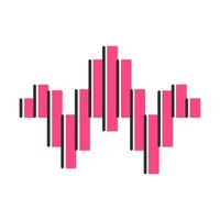 Dj sound pink wave color icon. Soundtrack playing abstract form. Song, melody, music track soundwave. Audio geometric waveform. Stereo frequency. Disco, party logo. Isolated vector illustration