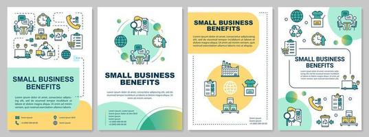 Small business benefits brochure template. Entrepreneurship. Flyer, booklet, leaflet print, cover design, linear illustrations. Vector page layouts for magazines, annual reports, advertising posters