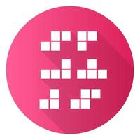 Tiling puzzle pink flat design long shadow glyph icon. Tile-matching game. Block arrangement. Mental exercise. Ingenuity, intelligence test. Brain teaser. Vector silhouette illustration