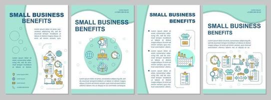 Small business benefits brochure template. Flyer, booklet, leaflet print, cover design, linear illustrations. Entrepreneurship. Vector page layouts for magazines, annual reports, advertising posters