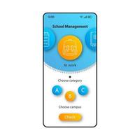 School planner smartphone interface vector template. Mobile app page color design layout. Classes timetable manager screen. Flat UI for application. Education information phone display