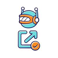 Backlink checker bot color icon. Website optimization. Artificial intelligence. Support service bot. SEO assistant. Technology, electronics, ai. Robot machine. Isolated vector illustration