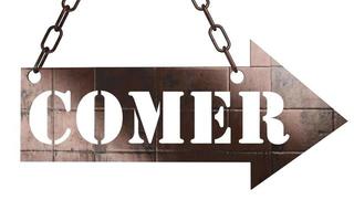 comer word on metal pointer photo