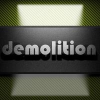 demolition word of iron on carbon photo