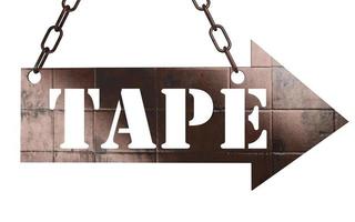 tape word on metal pointer photo