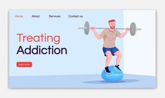 Treating addiction landing page vector template. Psychological help website interface idea with flat illustrations. Stop obsession homepage layout. Mental health web banner, webpage cartoon concept