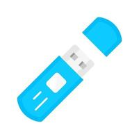 USB flash drive flat design color icon. External data storage isolated vector illustration. Wireless computer technology. Portable electronic device, PC accessory. Compact memory, cryptographic key