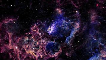 Space travel through dark blue cloud Nebula galaxy video