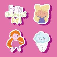 icons happy childrens day vector