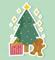 christmas tree and gift vector