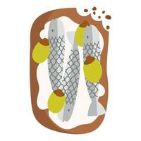 toast fish and olives vector
