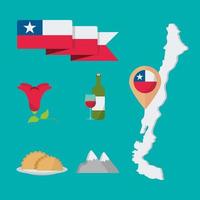 set icons chile vector