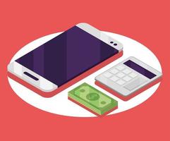 mobile money and calculator vector