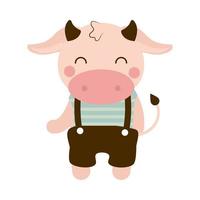 cute bull in pants vector