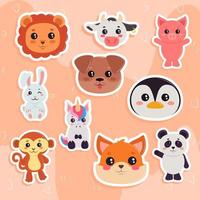 set of kawaii animals vector